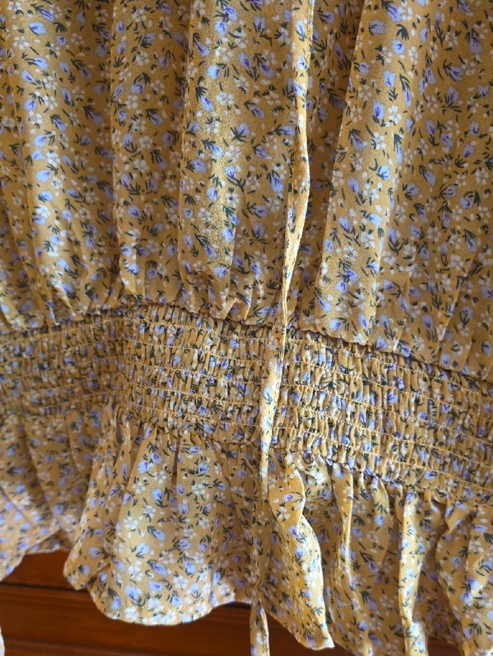 Easel Yellow Floral Ruffle Top - Picture 5 of 14